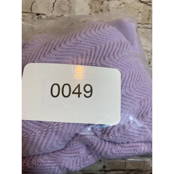 Burgess Pointelle Lavender Cardigan Women Large Silk Blend Beachy Coquette - Picture 9 of 12